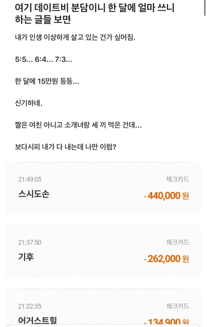 데이트 비용에 현타온 남성