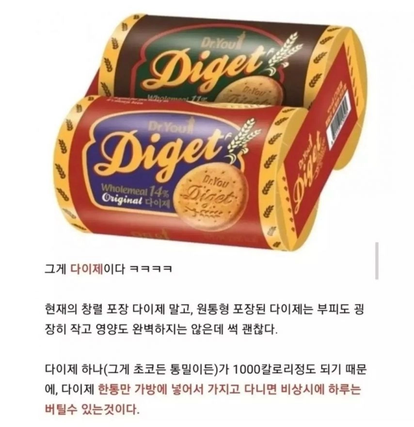 생존식량으로 다이제를 추천하는 이유