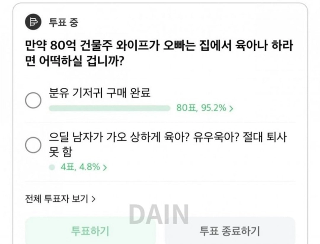 80억 건물주 와이프가 육아나 하라면..