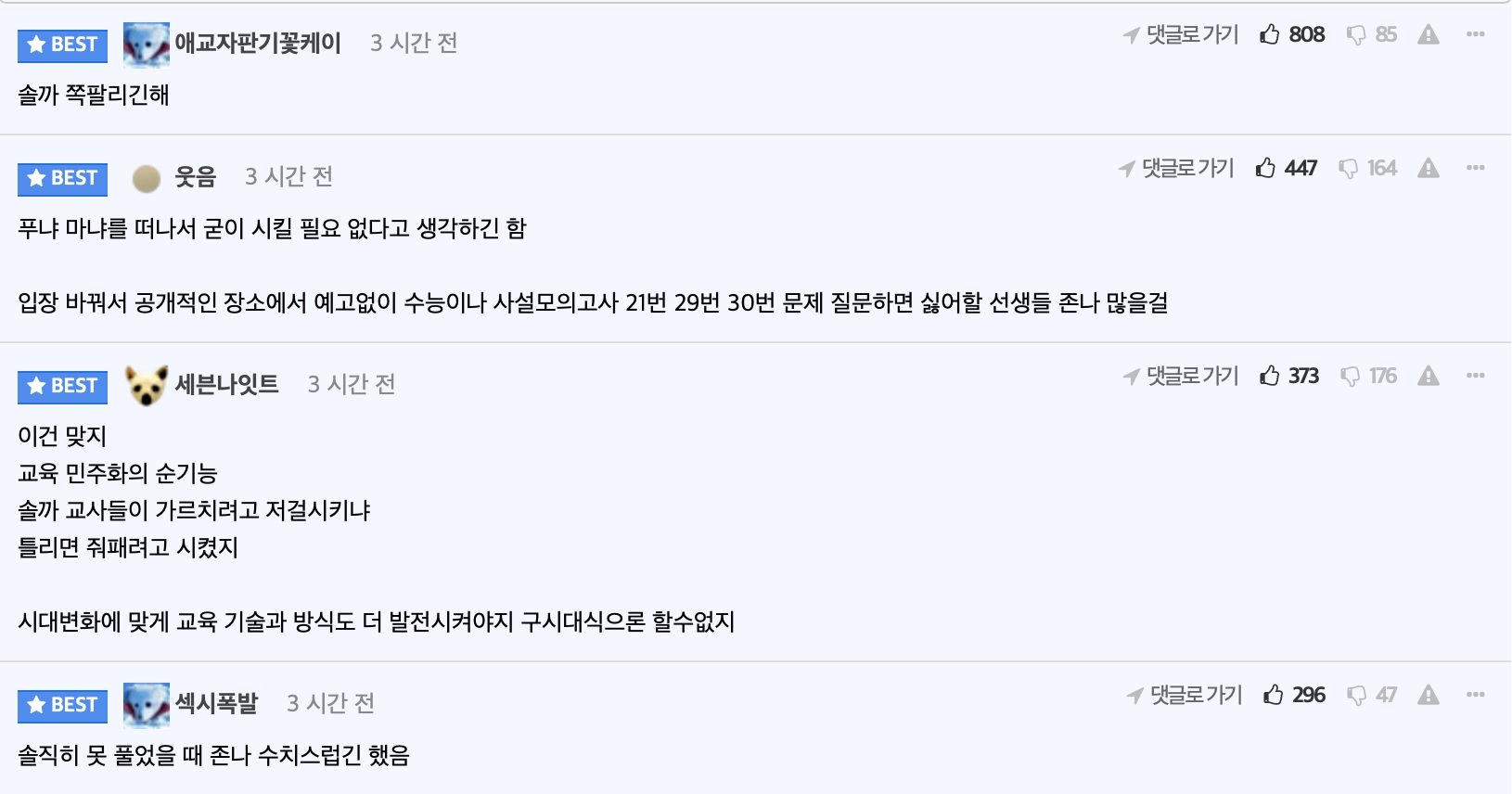 현재는 모든 초중고에서 금지 됐다는 행위