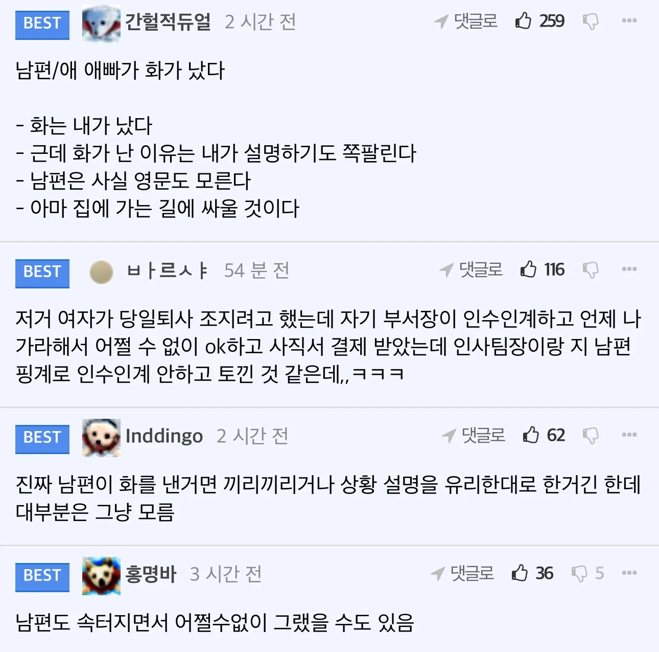 퇴사하는 직원의 남편이 화가난 이유