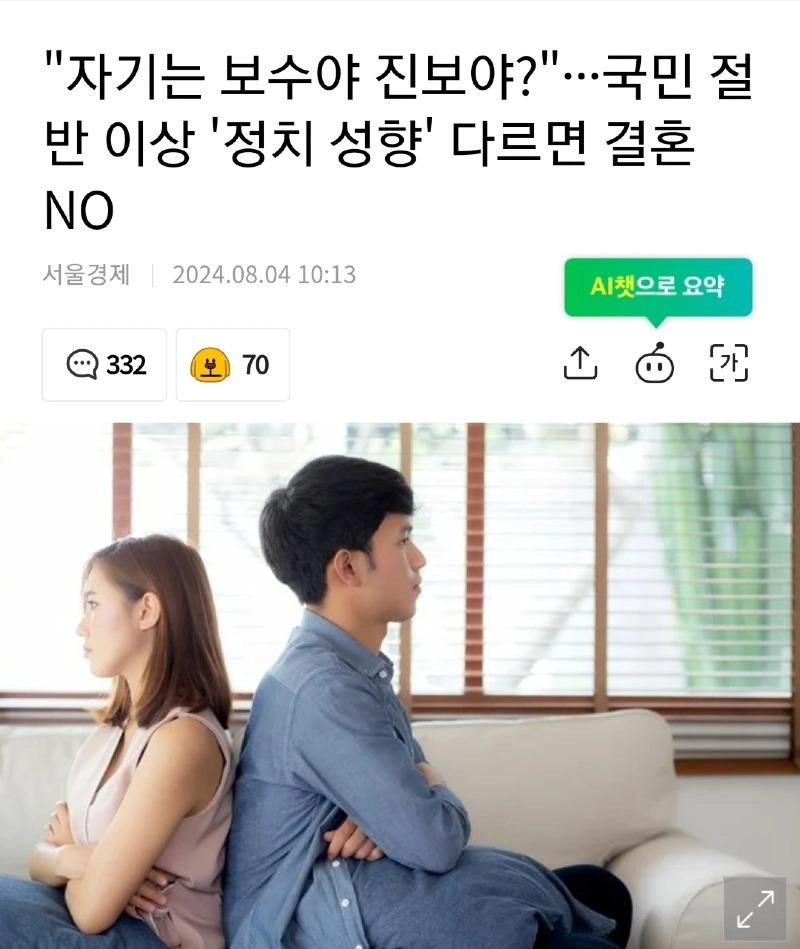 '자기는 보수야 진보야?'· ㄷㄷㄷ